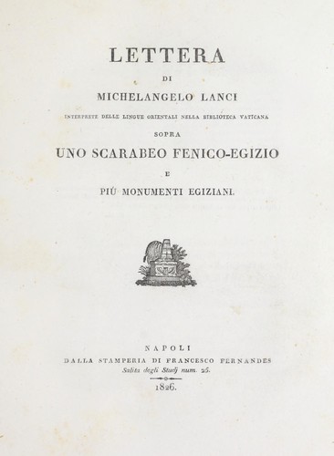 Cover for Lettera di Michelangelo Lanci, interprete delle lingue orientali nella Biblioteca vaticana, sopra uno scarabeo fenico-egizio e piú monumenti egiziani