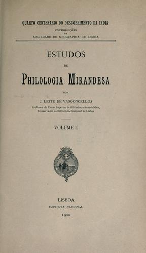 Cover for Estudos de philologia mirandesa.