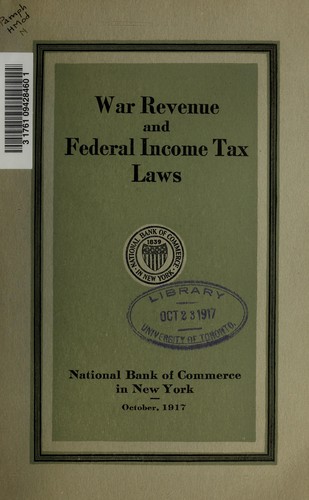Cover for War revenue and federal income tax laws.