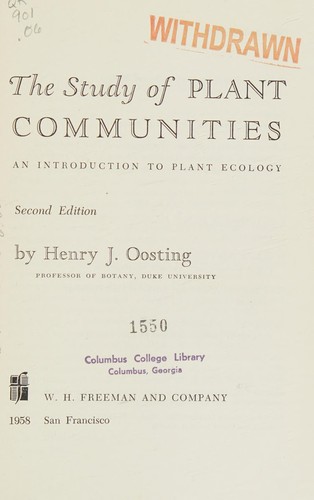 Cover for Study of Plant Communities