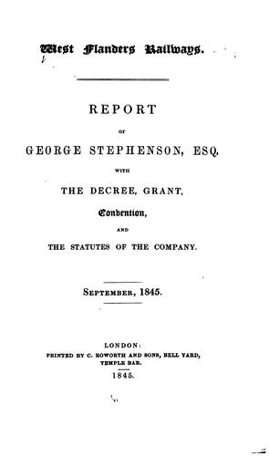 Cover for Report of George Stephenson, with the Decree, Grant, Convention, and Statutes of the Company ...