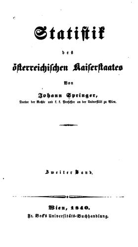 Cover for Statistik des österreichischen Kaiserstaates