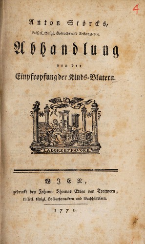 Cover for Abhandlung von der Einpfropfung der Kinds-Blatern