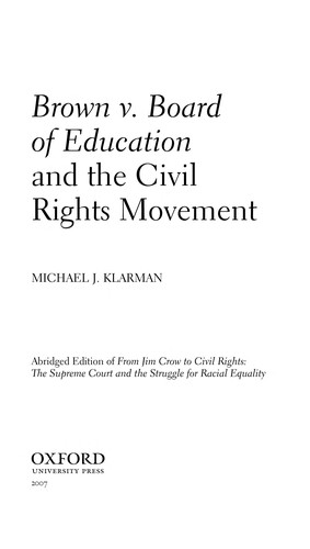 Cover for Brown v. Board of Education and the civil rights movement
