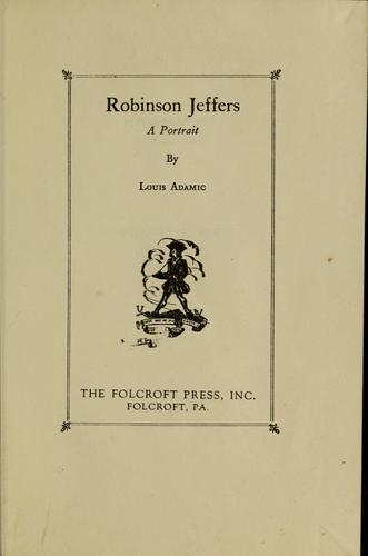 Cover for Robinson Jeffers
