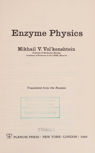 Cover for Enzyme physics