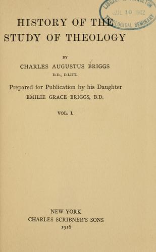 Cover for History of the study of theology