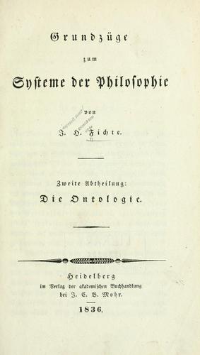 Cover for Grundzüge zum Systeme der Philosophie.