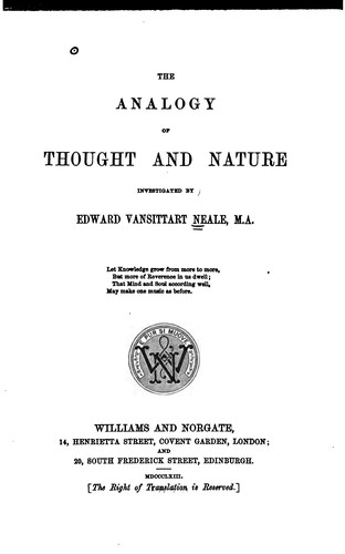 Cover for The Analogy of Thought and Nature