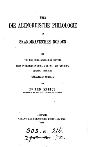 Cover for Über die altnordische Philologie im skandinavischen norden, ein Vortrag