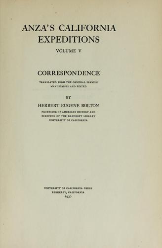 Cover for Anza's California expeditions, Vol. 5