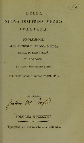 Cover for Della nuova medicina italiana