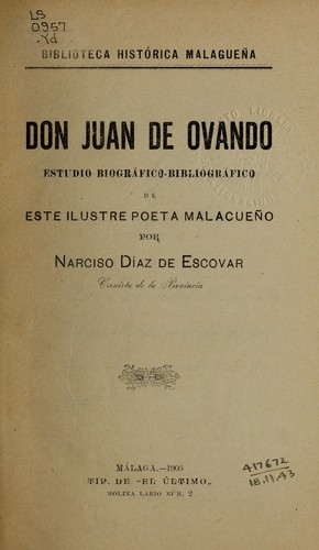 Cover for Don Juan de Ovando