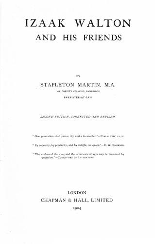 Cover for Izaak Walton and his friends