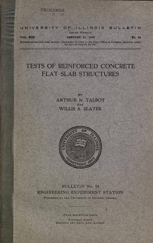 Cover for Tests of reinforced concrete flat slab structures