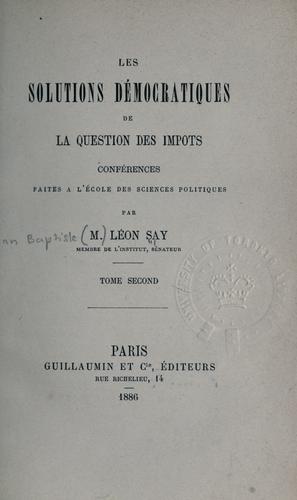 Cover for solutions démocratiques de la question des impôts.