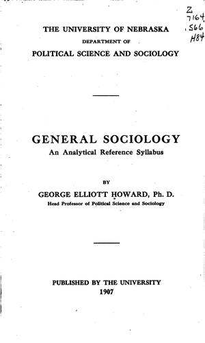 Cover for General sociology