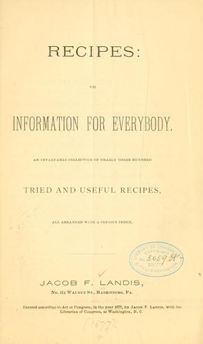 Cover for Recipes