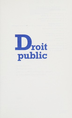 Cover for Droit public