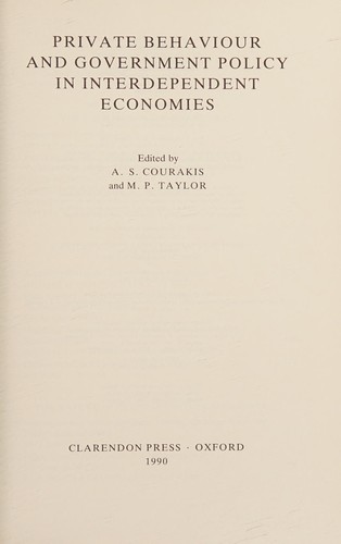 Cover for Private behaviour and government policy in interdependent economies