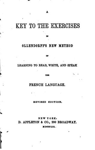 Cover for Key to the Exercises in Olendorff's New Method of Learning to Read ... French Language