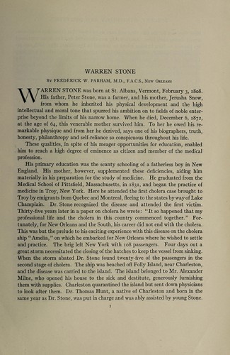 Cover for Warren Stone