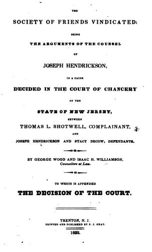 Cover for The Society of Friends vindicated