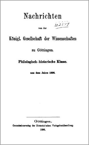 Cover for Nachrichten von der Königl. Gesellschaft der Wissenschaften zu Göttingen