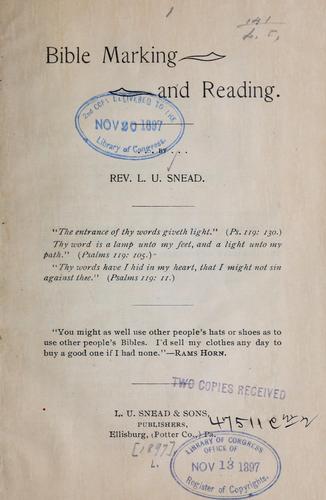 Cover for Bible marking and reading...