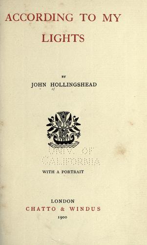 Cover for According to my lights