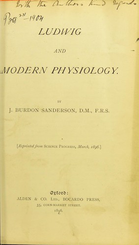 Cover for Ludwig and modern physiology