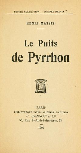 Cover for Le puits de Pyrrhon.