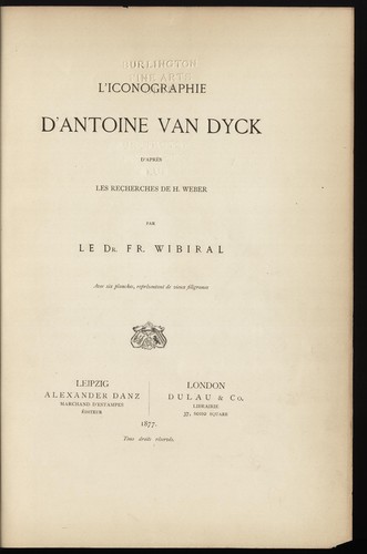 Cover for L'iconographie d'Antoine Van Dyck