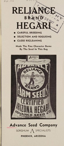 Cover for Reliance brand Hegari