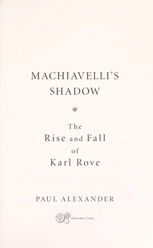 Cover for Machiavelli's shadow