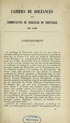 Cover for Cahiers de doléances des communautés en 1789 ...