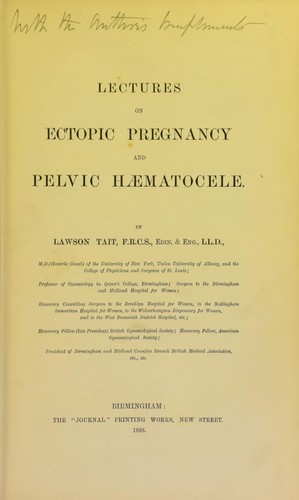 Cover for Lectures on ectopic pregnancy and pelvic haematocele