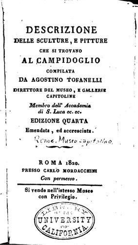 Cover for Descrizione delle sculture, e pitture che si trovano al Campidoglio