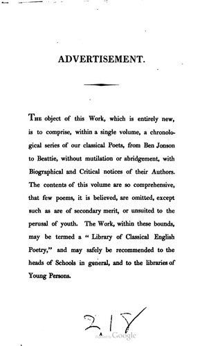 Cover for Select works of the British poets, with biographical and critical prefaces