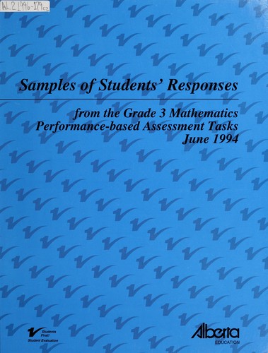 Cover for Samples of students' responses from the grade 3 mathematics performance-based assessment tasks, June 1994