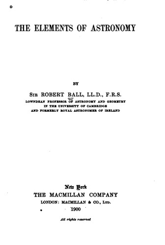Cover for The elements of astronomy