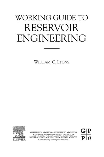 Cover for Working guide to reservoir engineering
