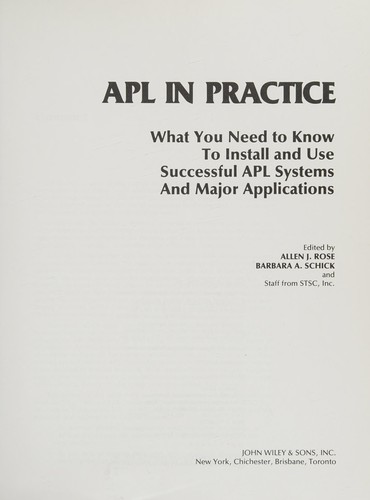 Cover for APL in practice