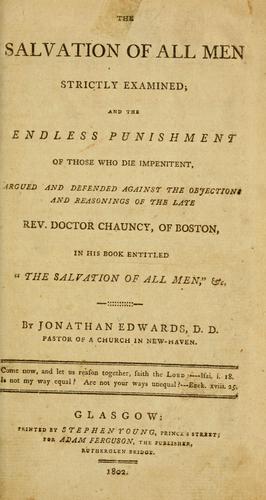 Cover for The salvation of all men strictly examined