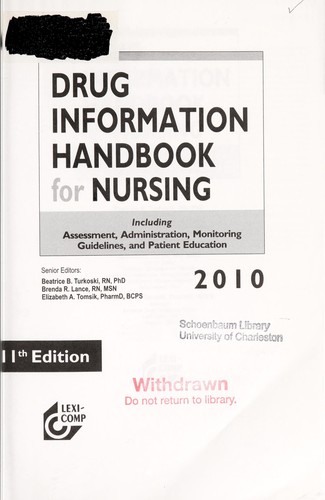 Cover for Drug information handbook for nursing, 2010