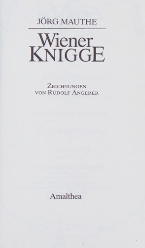 Cover for Wiener Knigge