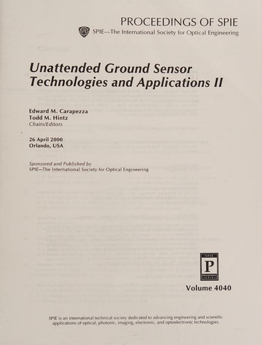 Cover for Unattended ground sensor technologies and applications II