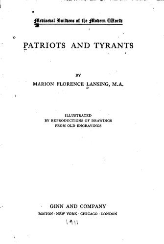 Cover for Patriots and tyrants