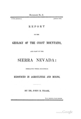Cover for Report on the geology of the Coast mountains, and part of the Sierra Nevada