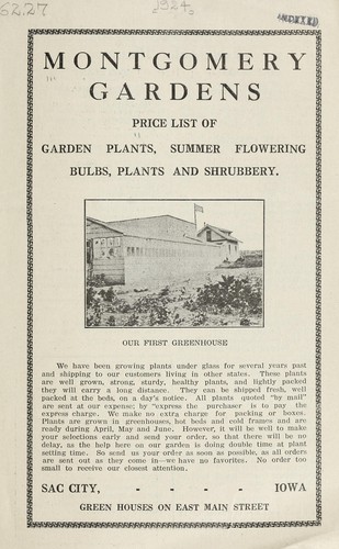 Cover for Price list of garden plants, summer flowering bulbs, plants, shrubbery